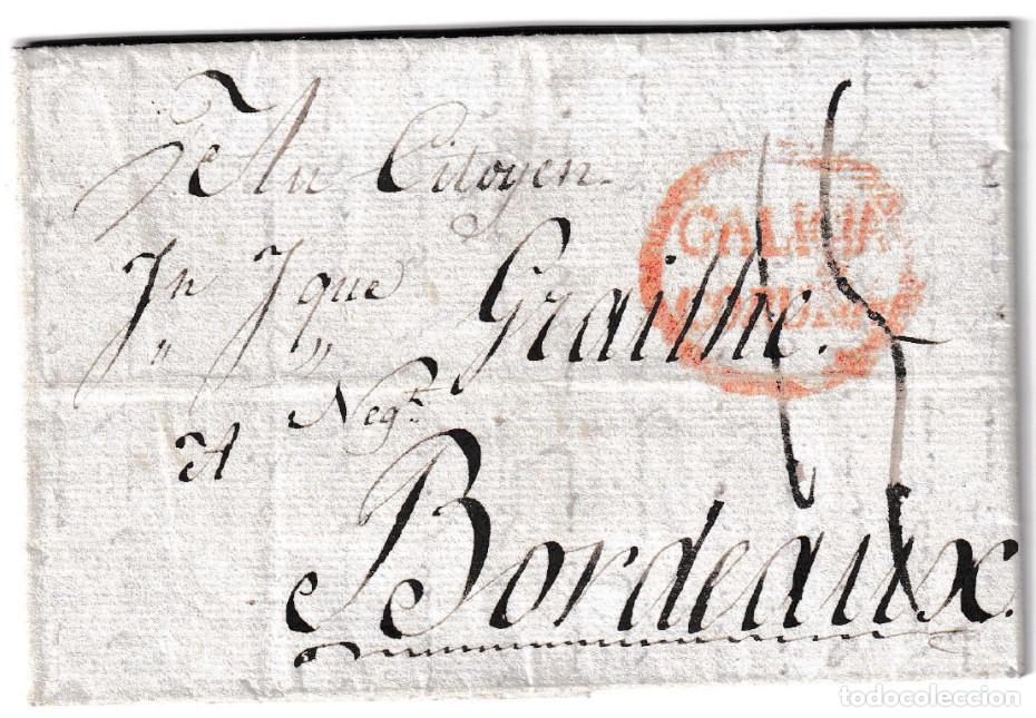 Sellos: 1803. Carta de Coru&ntilde;a a Bordeaux