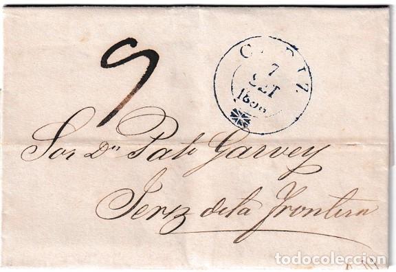 Sellos: 1838. Carta de C&aacute;diz a Jerez de la Frontera