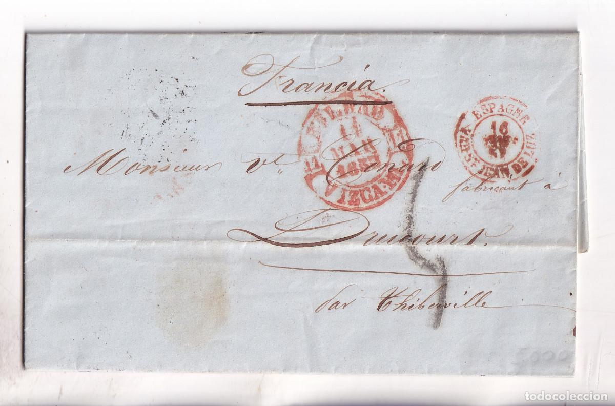 Sellos: PREFILATELIA. CARTA ENTERA. BILBAO. PA&Iacute;S VASCO. 1853. A FRANCIA