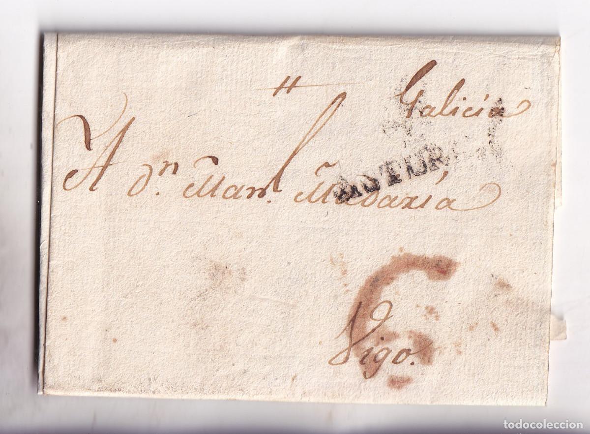 Sellos: PREFILATELIA. CARTA ENTERA. OVIEDO. ASTURIAS. A VIGO. GALICIA. 1817.