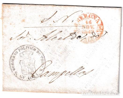 Sellos: 1840. Carta impresa de Gerona a Campillos