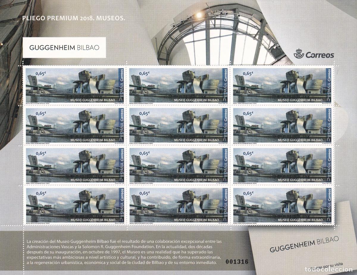 Sellos: CRS0996 Pliego PREMIUM n&ordm; 58. Museo Guggenheim Bilbao. A&ntilde;o 2018
