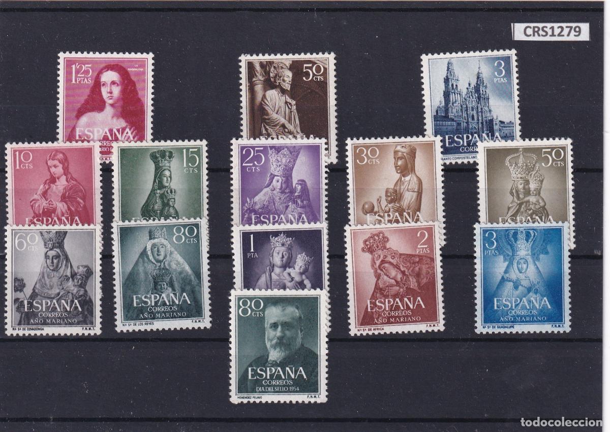 Sellos: CRS1279 SELLOS ESPA&Ntilde;A A&Ntilde;O 1954 COMPLETO SIN CHARNELA