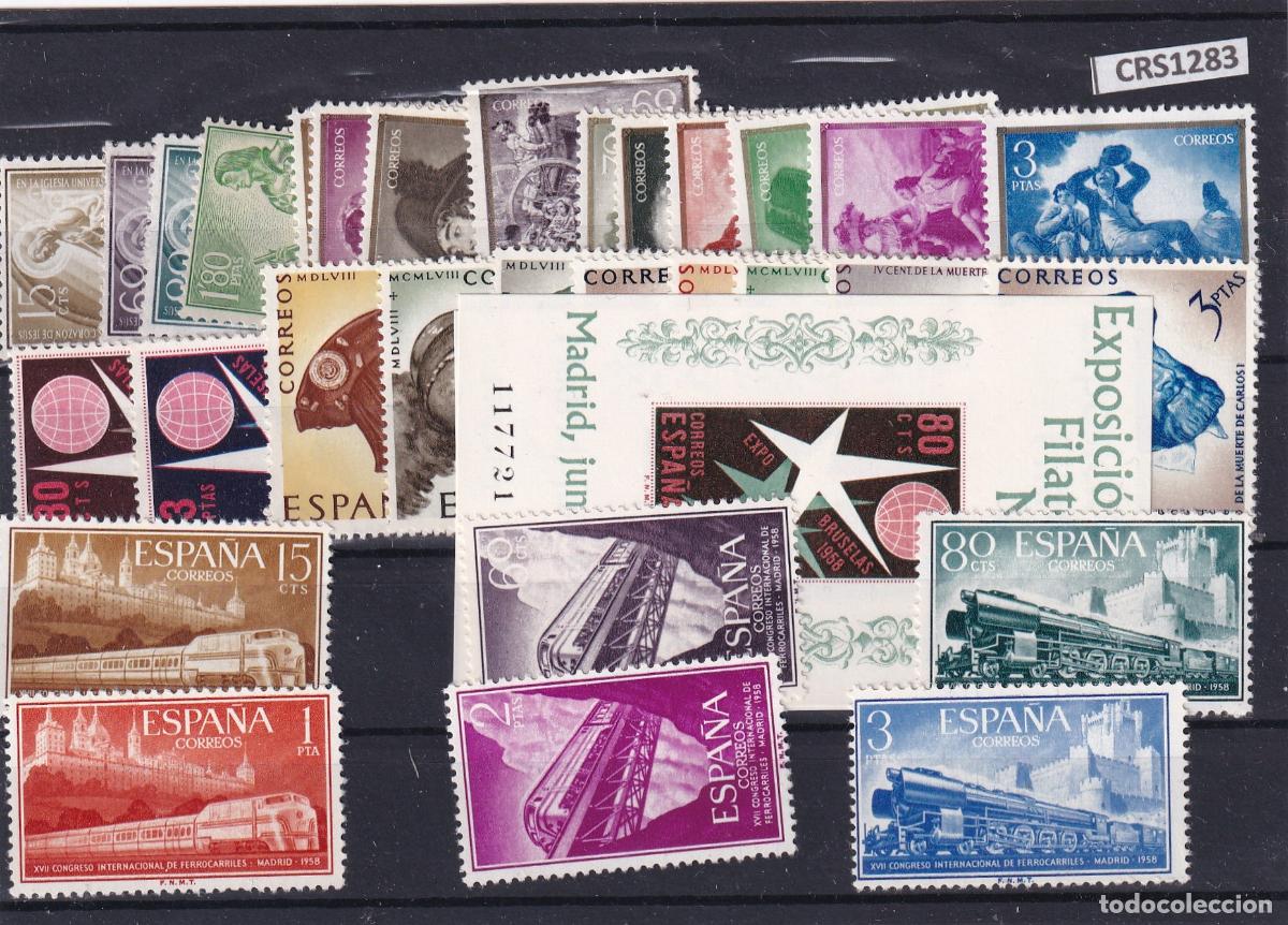 Sellos: CRS1283 SELLOS ESPA&Ntilde;A A&Ntilde;OS 1957-1958 COMPLETO SIN CHARNELA