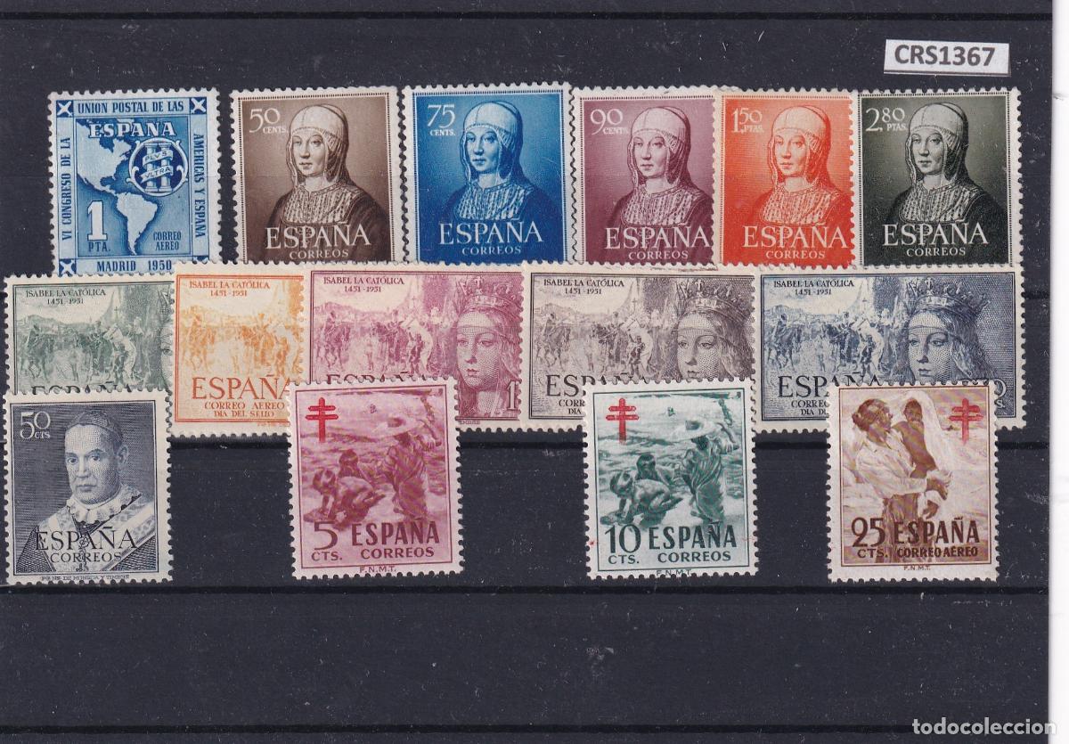 Sellos: CRS1367 SELLOS ESPA&Ntilde;A A&Ntilde;O 1951 XX SIN CHARNELA EXCEPTO 1088/89/90