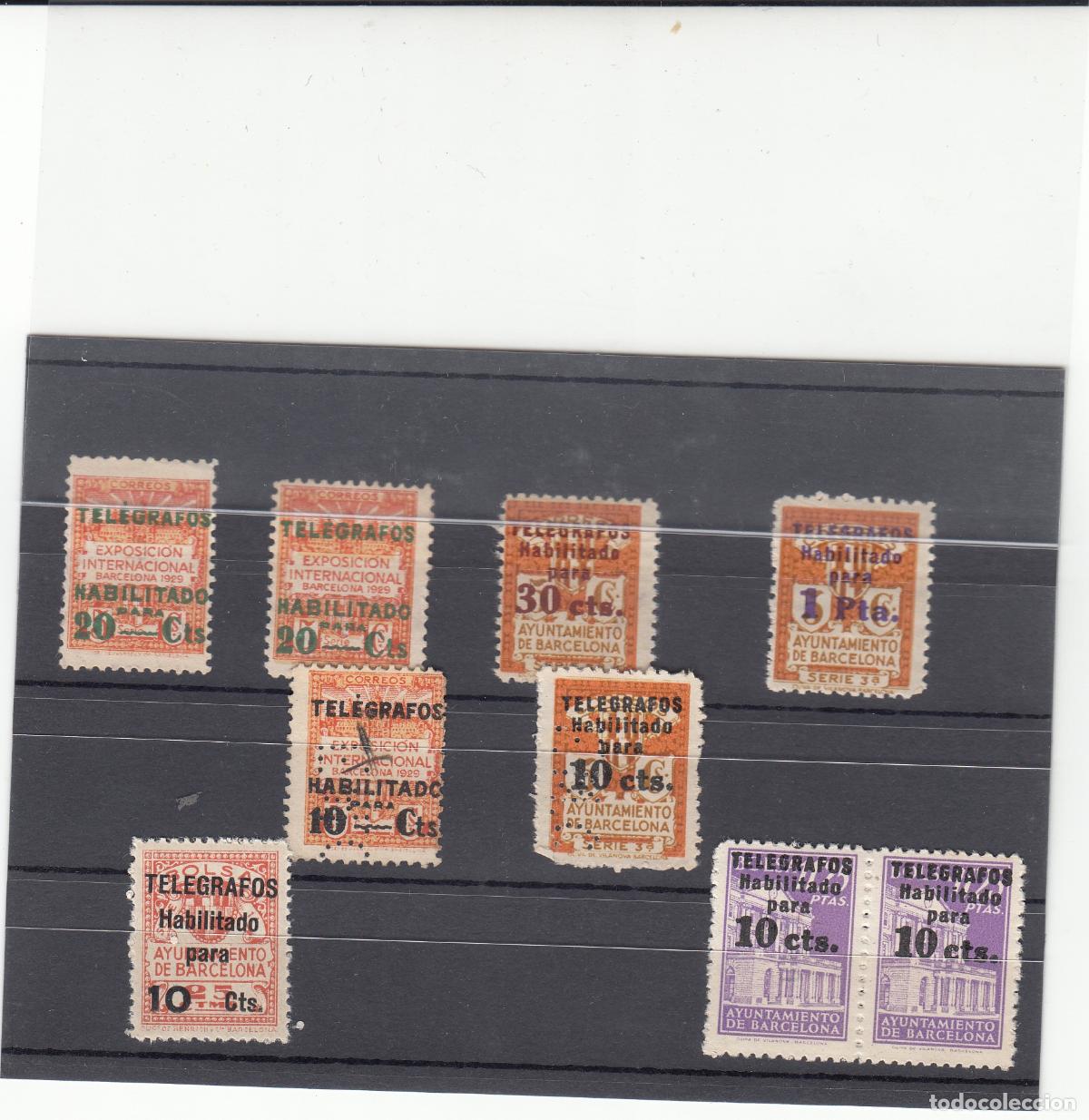 Timbres: CRSBAR07 SELLOS ESPA&Ntilde;A BARCELONA TELEGRAFOS SUELTOS DOS TALADRADOS