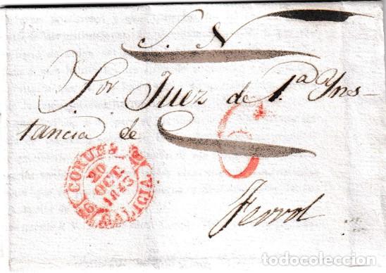 Sellos: 1843. Carta impresa de Coru&ntilde;a a Ferrol