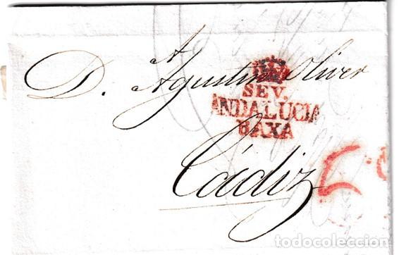 Sellos: 1835. Carta de Sevilla a C&aacute;diz