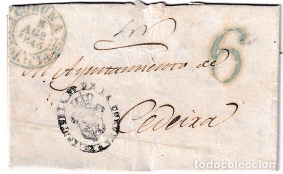 Sellos: 1845. Carta de Coru&ntilde;a a Cedeira