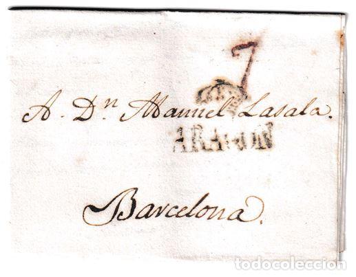Sellos: 1825. Carta de Zaragoza a Barcelona