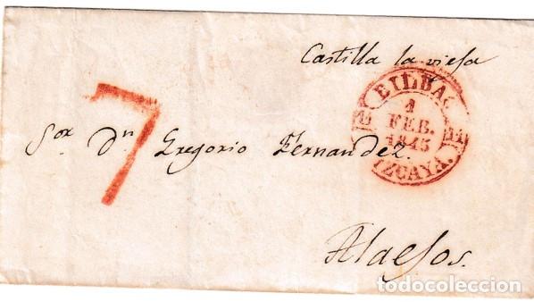 Sellos: 1845. Envuelta de Bilbao a Alaejos