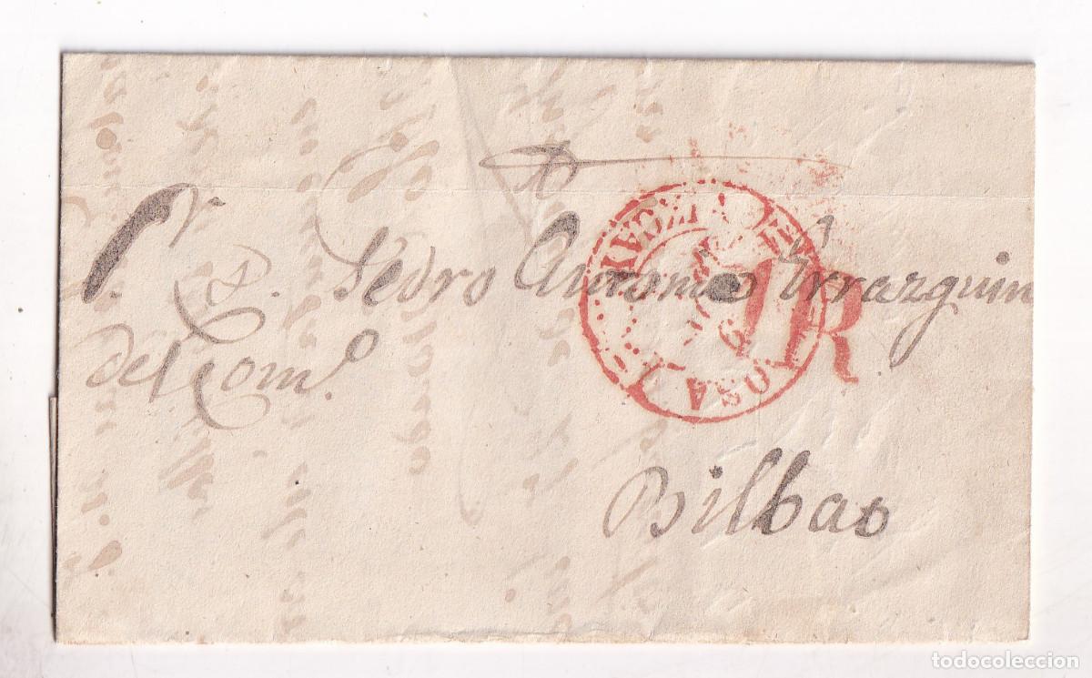 Sellos: PREFILATELIA. CARTA ENTERA. TOLOSA. GUIP&Uacute;ZCOA. A BILBAO. 1846. LLEGADA. PA&Iacute;S VASCO
