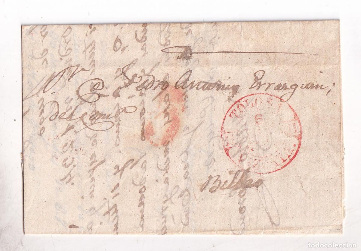 Sellos: PREFILATELIA. CARTA ENTERA. TOLOSA. GUIP&Uacute;ZCOA. A BILBAO. 1843. LLEGADA. PA&Iacute;S VASCO