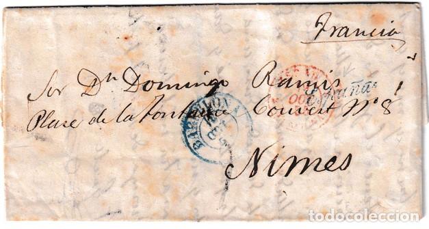Sellos: 1855. Carta de Barcelona a Nimes