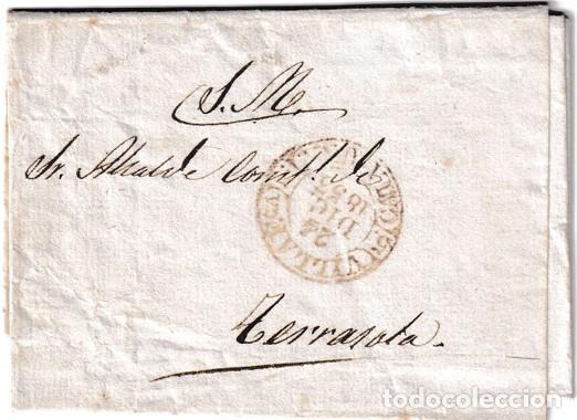 Sellos: 1853. Carta del Servicio Militar Villafranca a Terrasola
