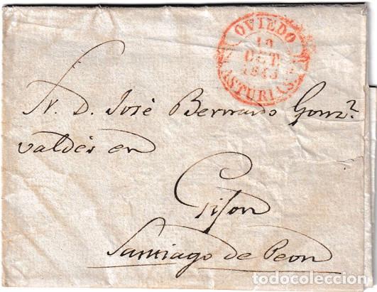 Sellos: 1845. Carta de Oviedo a Gij&oacute;n