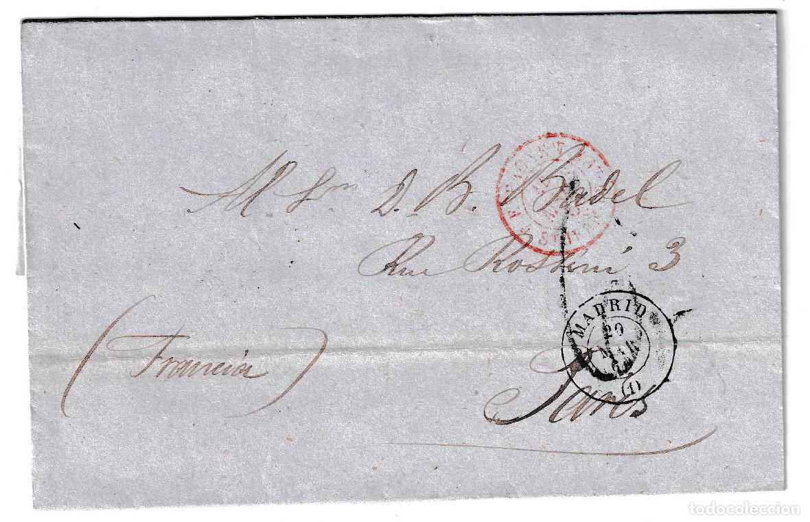 Sellos: 1860. Carta de Madrid a Par&iacute;s