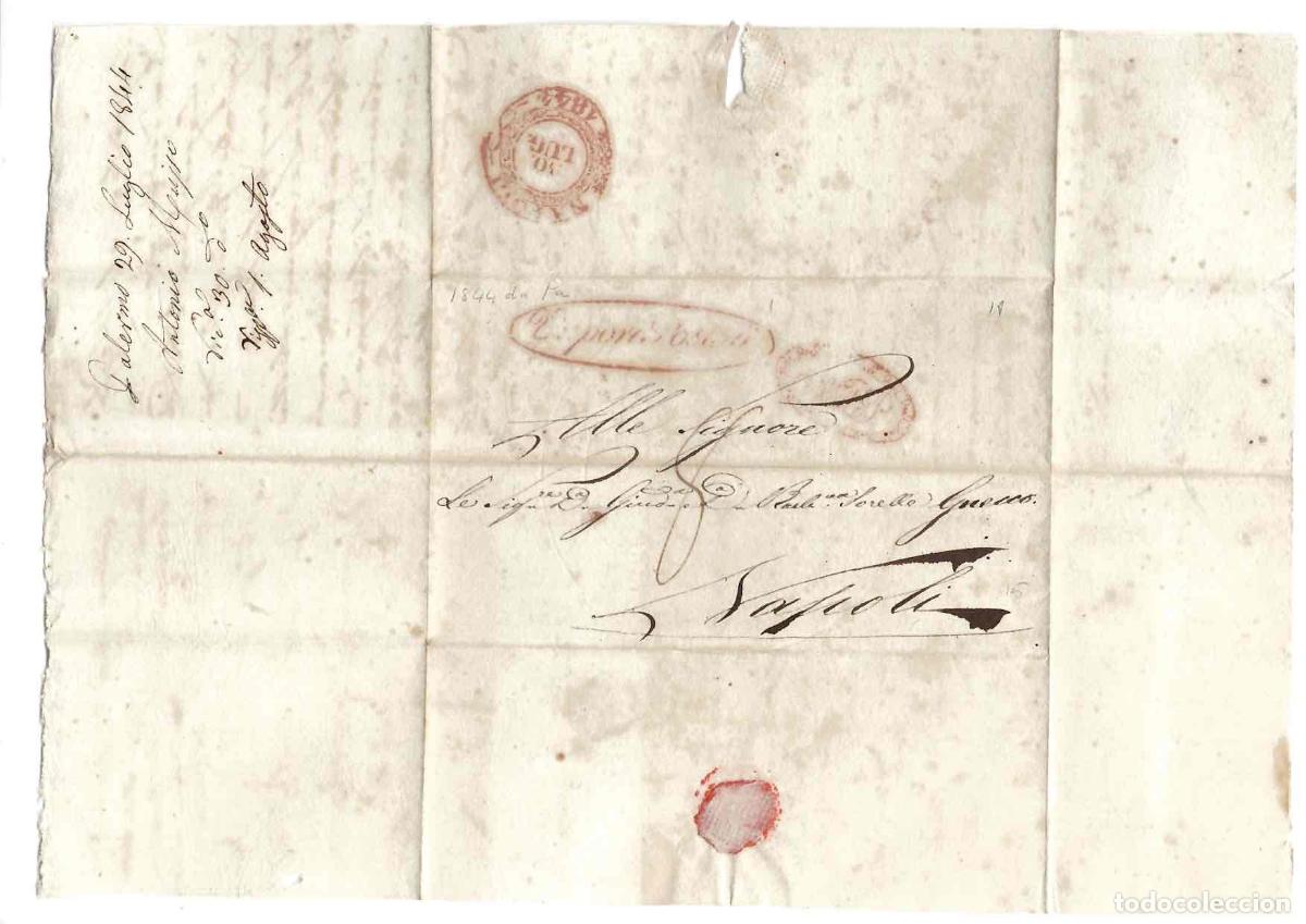 Sellos: SOBRE PREFILATELIA PALERMO A NAPOLES. VAPORI POSTALE. 1844