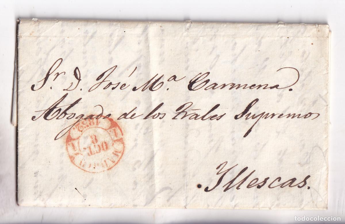 Sellos: PREFILATELIA. CARTA ENTERA. MADRID. 1852. BAEZA MODIFICADO. A ILLESCAS. TOLEDO