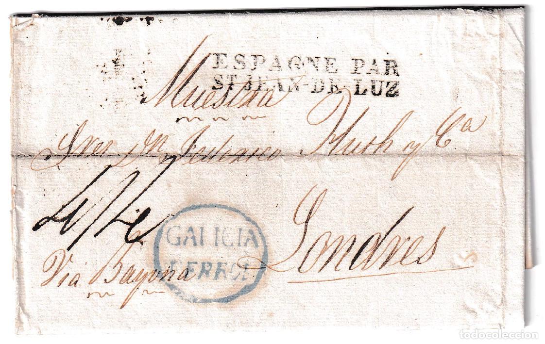 Sellos: 1829. Carta de Ferrol a Londres