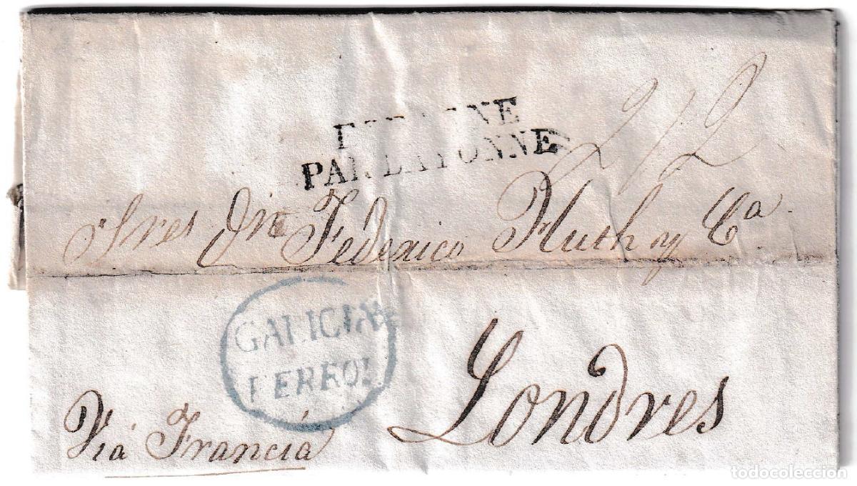 Sellos: 1827. Carta de Ferrol a Londres