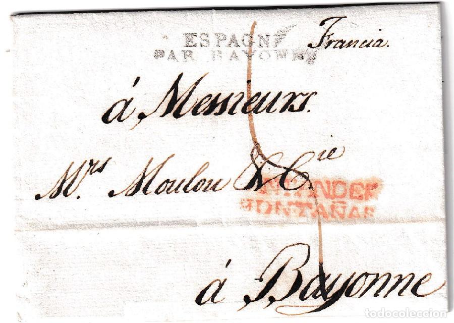 Sellos: 1817. Carta de Santander a Bayonne