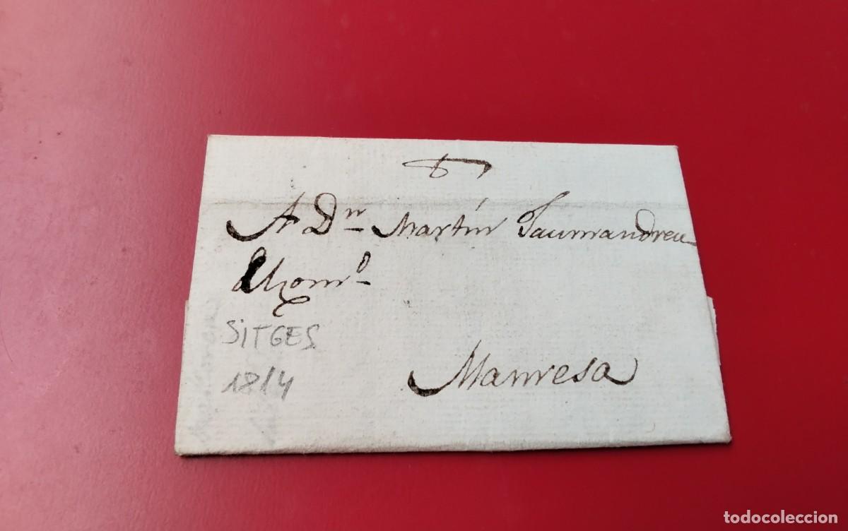 Sellos: SITGES ENVUELTA PREFILATELICA CIRCULADA A MANRESA A&Ntilde;O 1814 PIEZA COLECCION