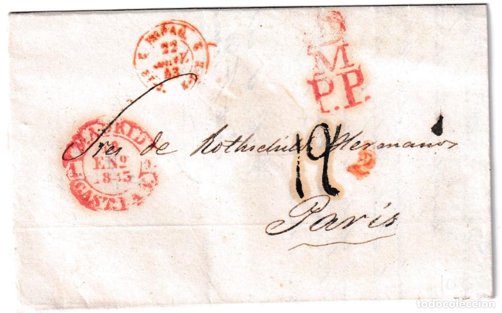 Sellos: 1843. Carta de Madrid a Par&iacute;s