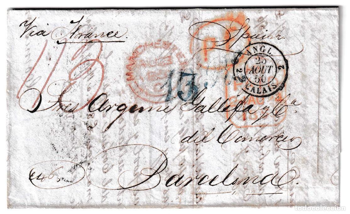 Sellos: 1850. Carta de Manchester a Barcelona