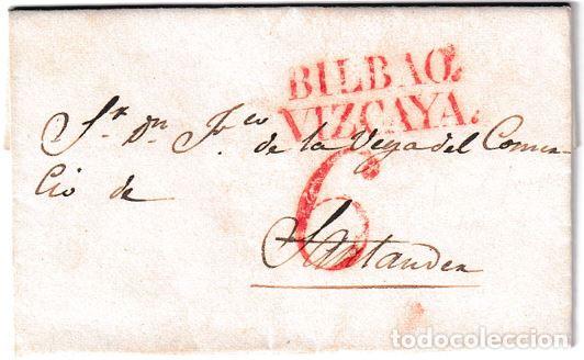 Sellos: 1834. Carta de Bilbao a Santander