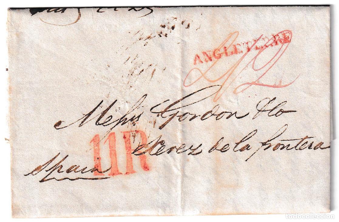 Sellos: 1821. Carta de Londres a Jerez de la Frontera