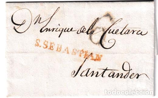 Sellos: 1829. Carta de San Sebasti&aacute;n a Santander