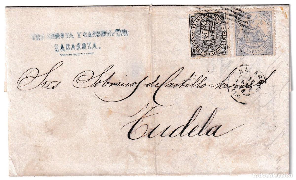 Sellos: 1874. Carta de Zaragoza a Tudela
