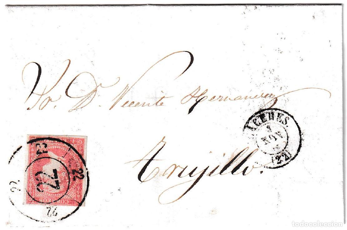 Sellos: 1859. Envuelta de C&aacute;ceres a Trujillo