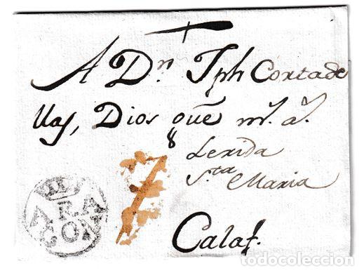Timbres: 1785. Carta de Zaragoza a Calaf