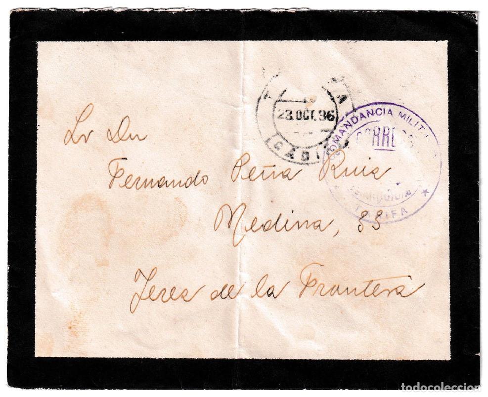 Sellos: 1936. Carta de Tarifa (C&aacute;diz) a Jerez de la Frontera