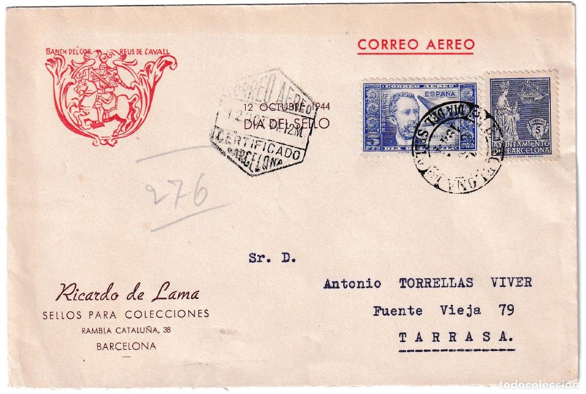 Timbres: 1944. Certificado de Barcelona a Terrassa