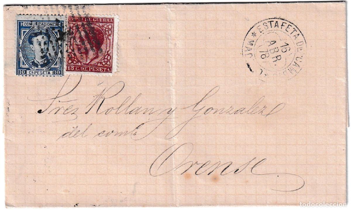 Timbres: 1878. Envuelta de Madrid a Ourense