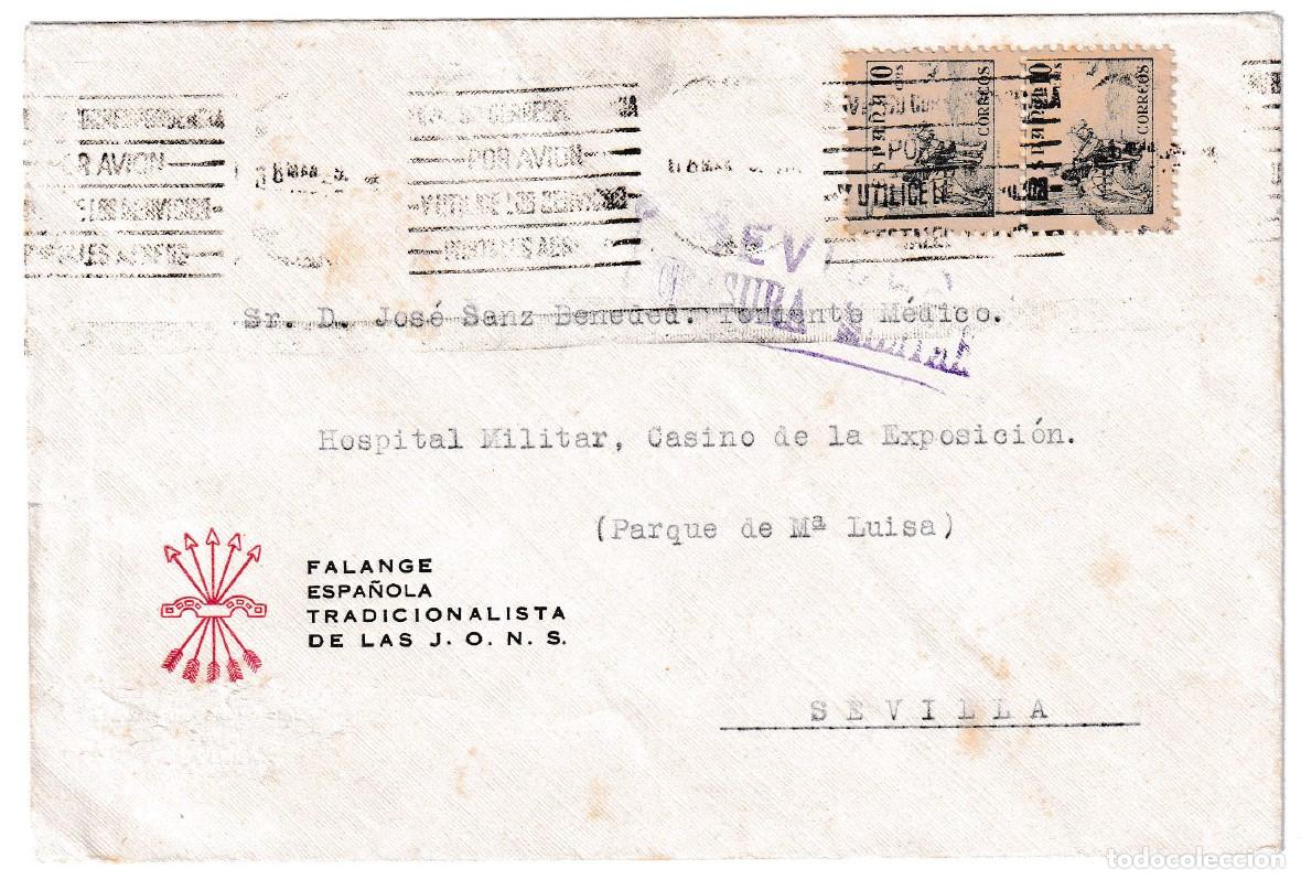 Timbres: 1939. Correo a&eacute;reo dirigido a Sevilla