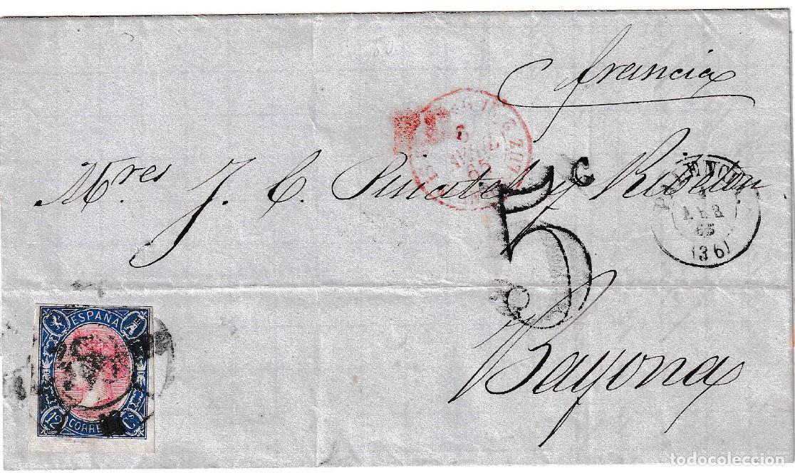 Timbres: 1865. Carta de Palencia a Bayona