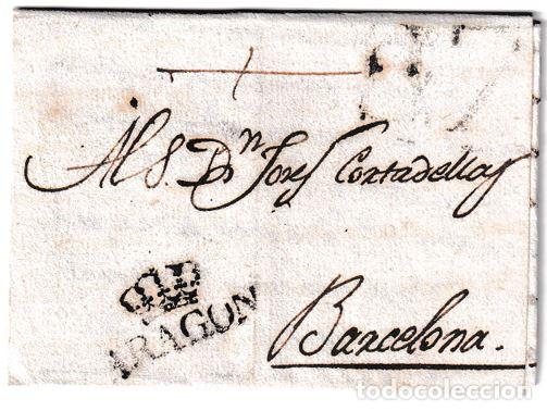 Sellos: 1805.Carta de Zaragoza a Barcelona