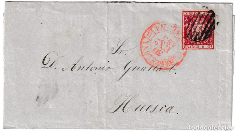 Sellos: 1854. Carta de Barcelona a Huesca