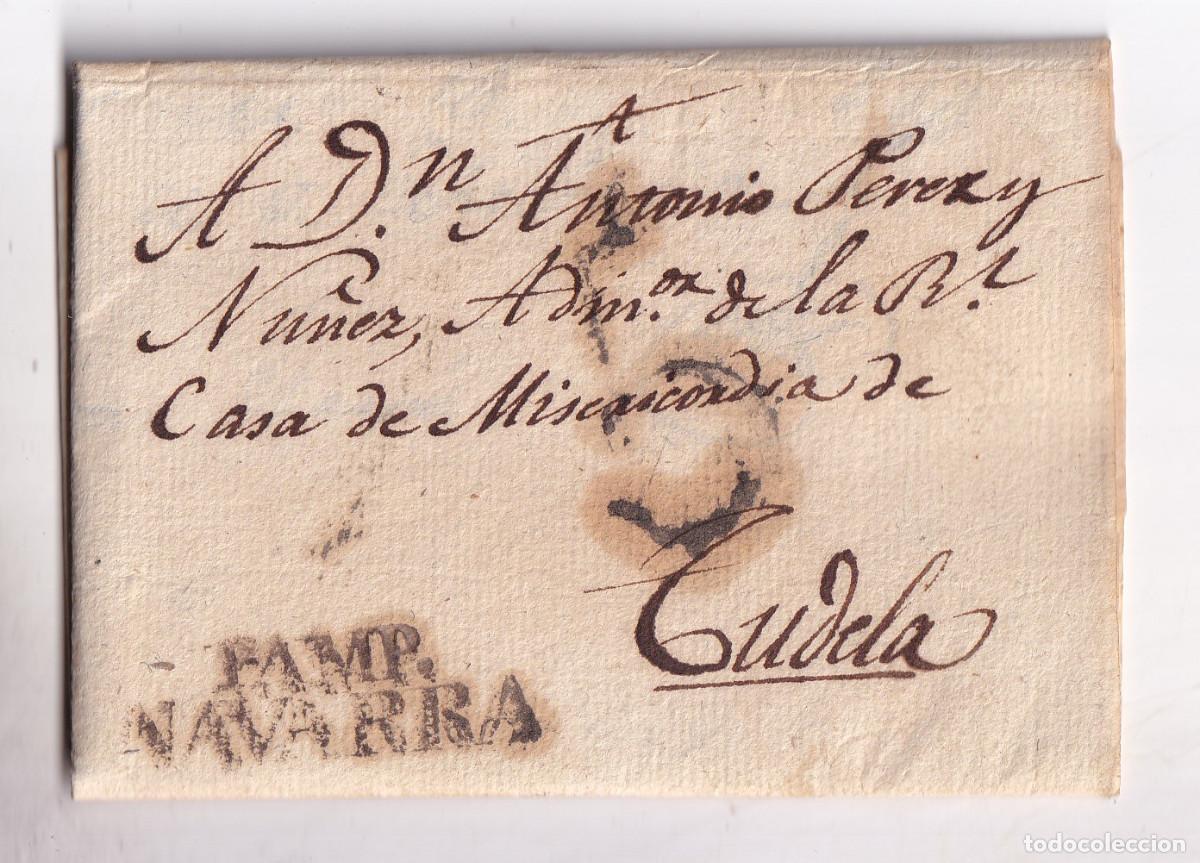Sellos: PREFILATELIA. CARTA ENTERA. PAMPLONA. AL ADM. CASA DE MISERICORDIA DE TUDELA. 1819. NAVARRA