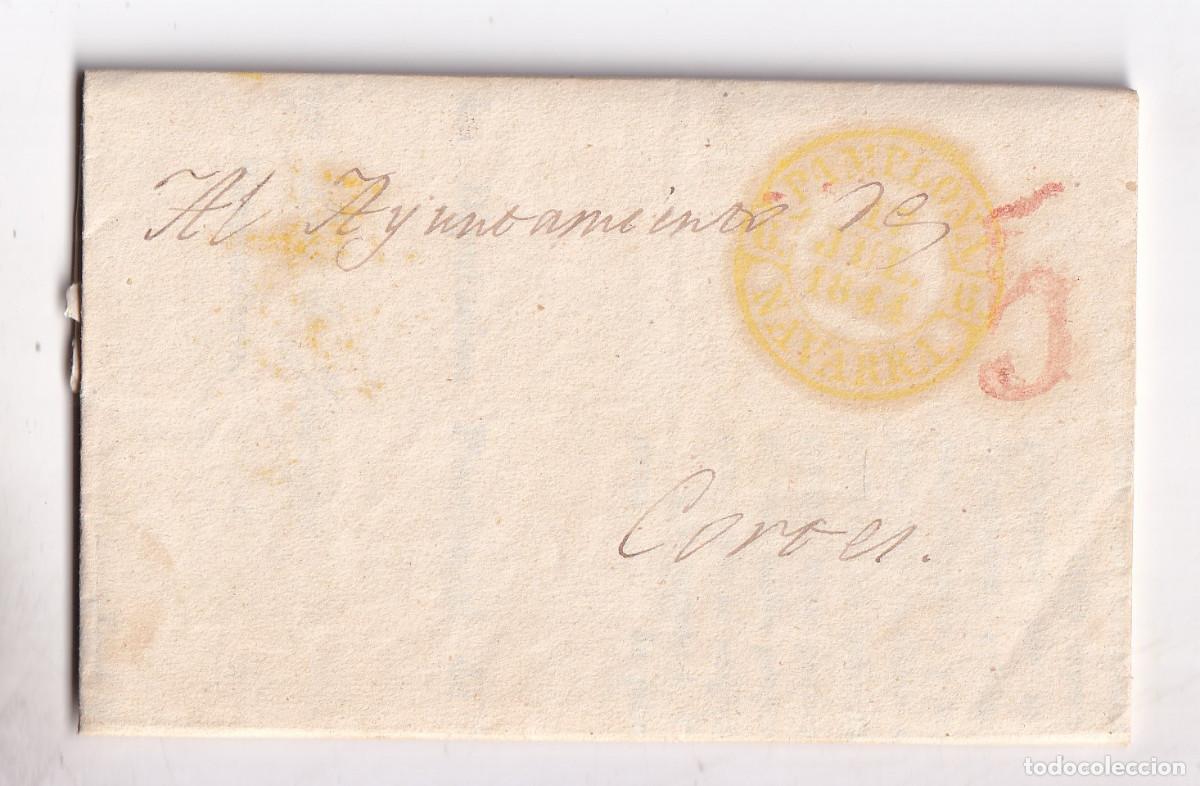 Sellos: PREFILATELIA. CIRCULAR DIP. DE NAVARRA. PAMPLONA AL ALCALDE DE CARTES. BAEZA AMARILLO. 1844