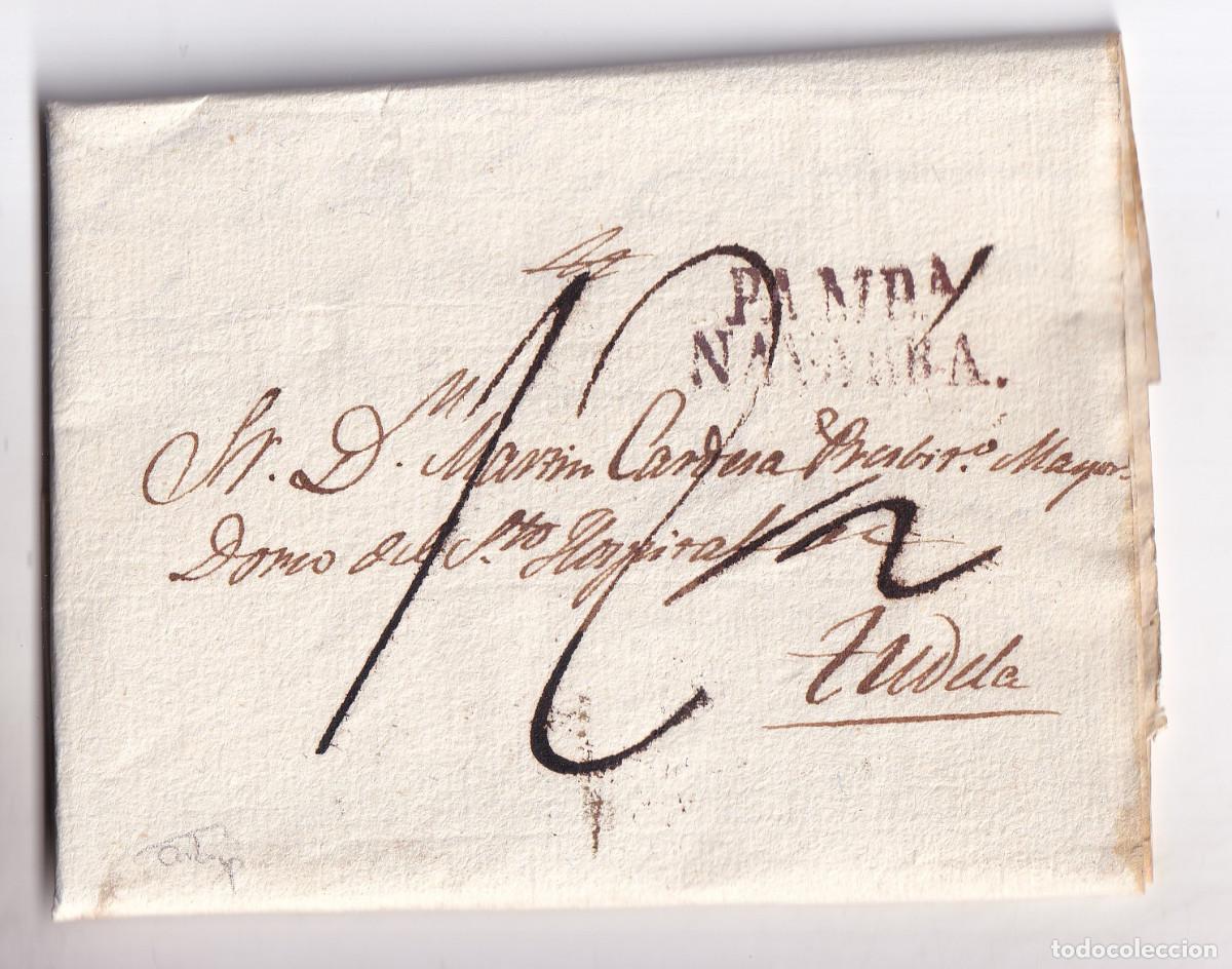 Sellos: PREFILATELIA. CARTA ENTERA. PAMPLONA. 1833. AL MAYORDOMO DEL HOSPITAL DE TUDELA. NAVARRA