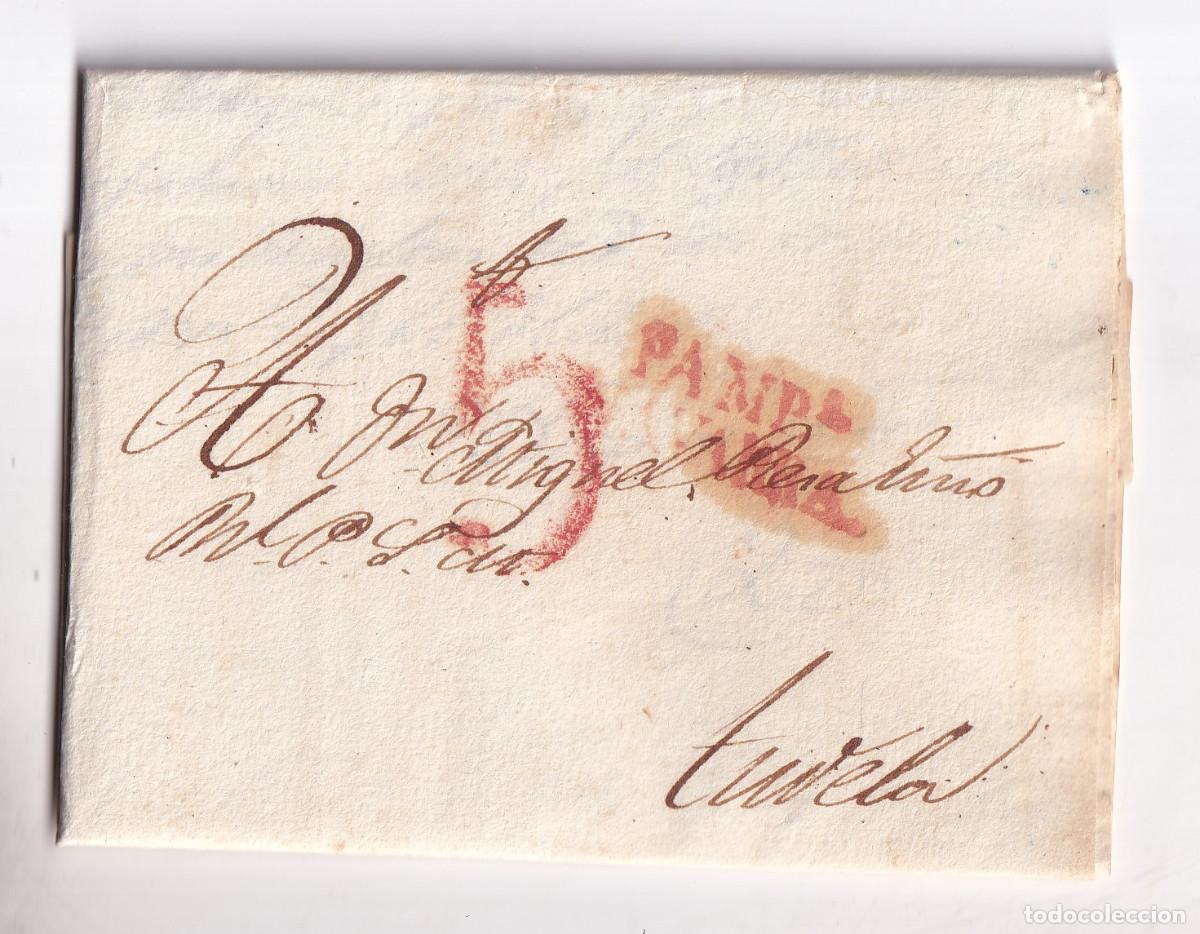 Sellos: PREFILATELIA. CARTA ENTERA. PAMPLONA A TUDELA. NAVARRA. 1831