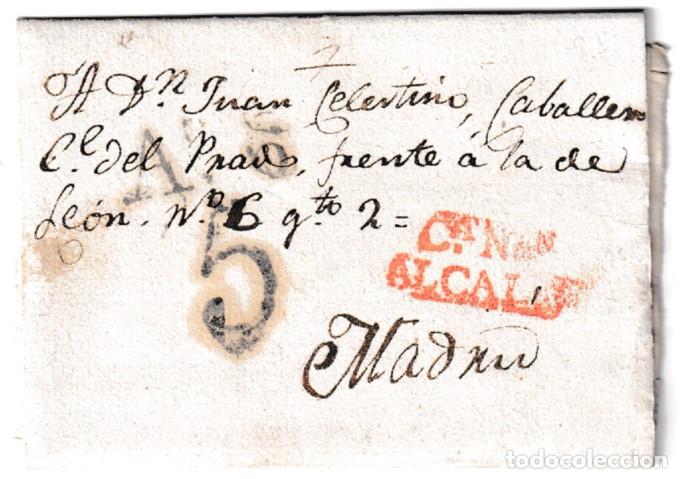 Sellos: 1824. Carta de Alcal&aacute; de Henares a Madrid