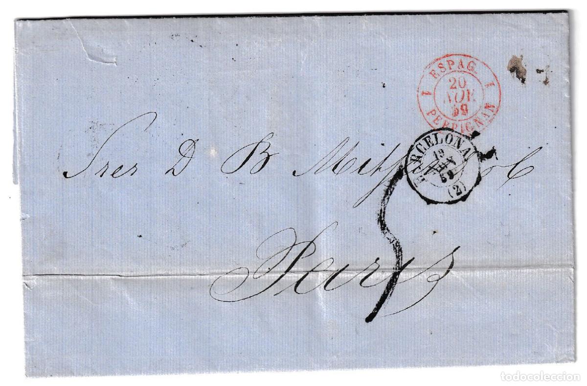 Sellos: 1859. Carta de Barcelona a Paris