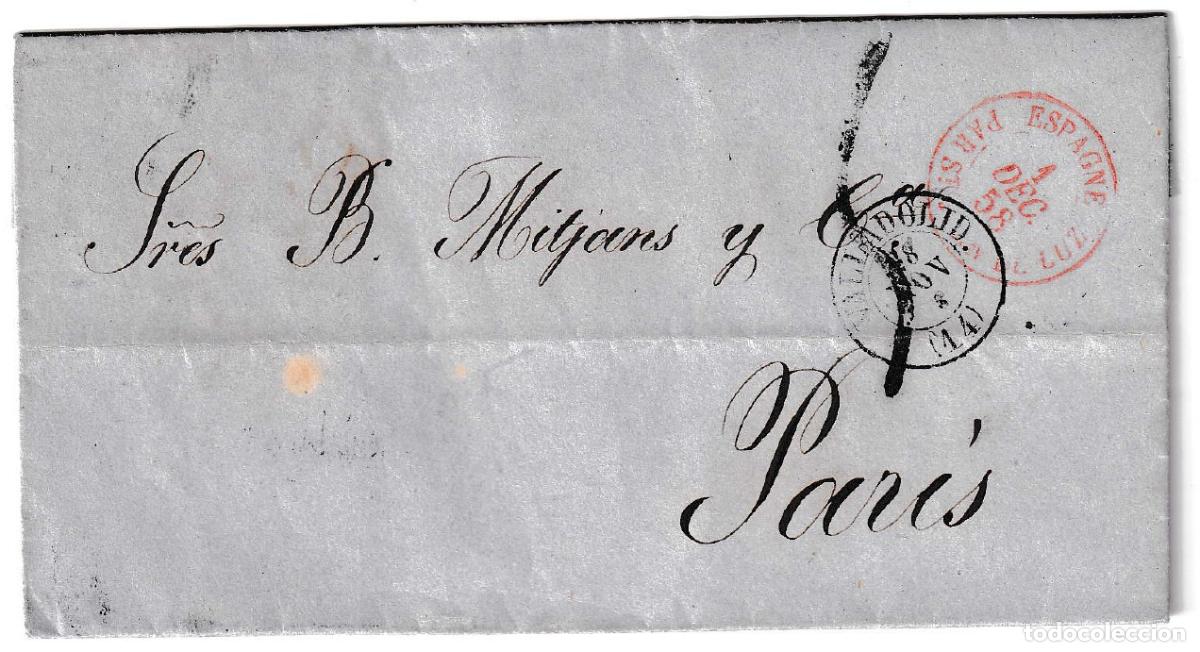Sellos: 1858. Carta de Valladolid a Par&iacute;s