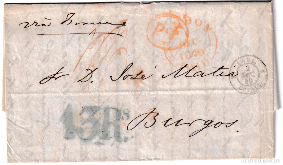 Sellos: 1849. Carta de Londres a Burgos